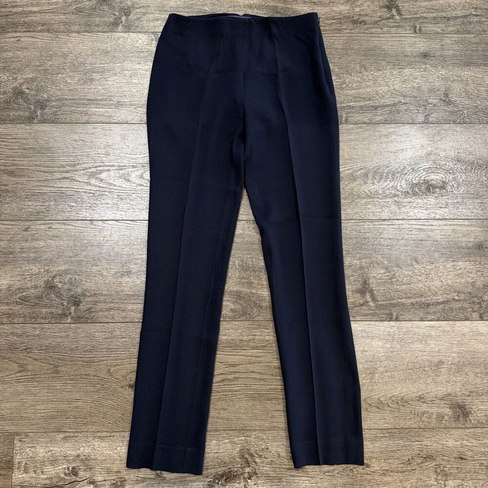 VTG Ralph Lauren Collection Purple Label Silk Pants Womens 4 Navy Blue Made USA